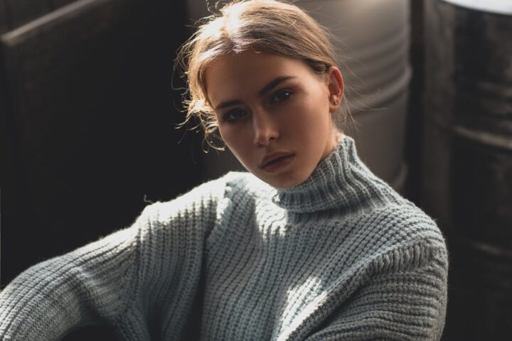 https://www.pexels.com/photo/woman-in-gray-turtleneck-sweater-3765547/