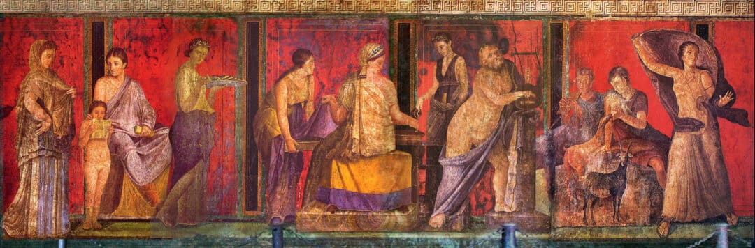 Fresko in der Mysterienvilla bei Pompeji