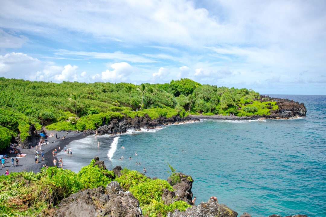 Honokalani Black Sand Beach, Hana, United States