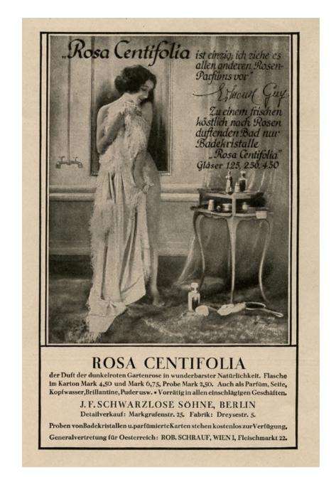 Werbeanzeige von Rosa Centifolia mit Edmonde Guy, 1923