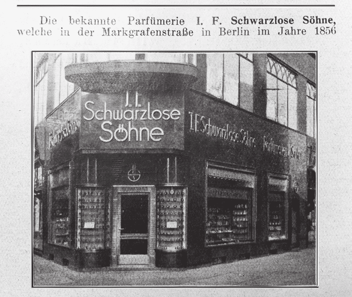 Parfümerie J.F. Schwarzlose im Jahre 1929 © J.F.S. Parfums Berlin GmbH & Co.KG