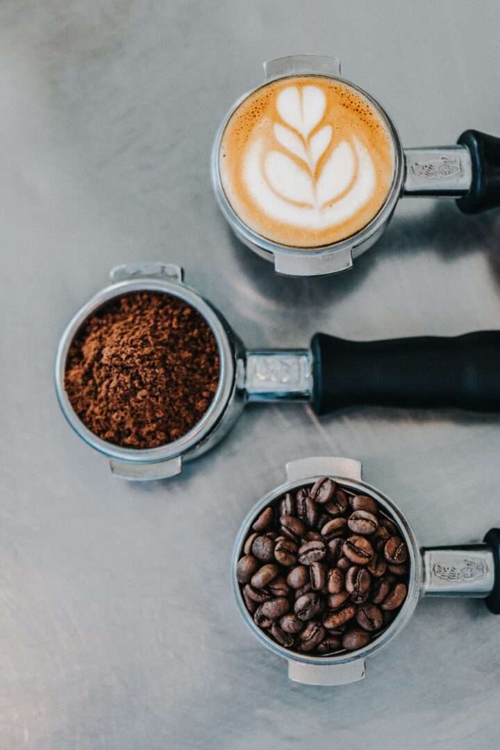 Different stages of coffee beans