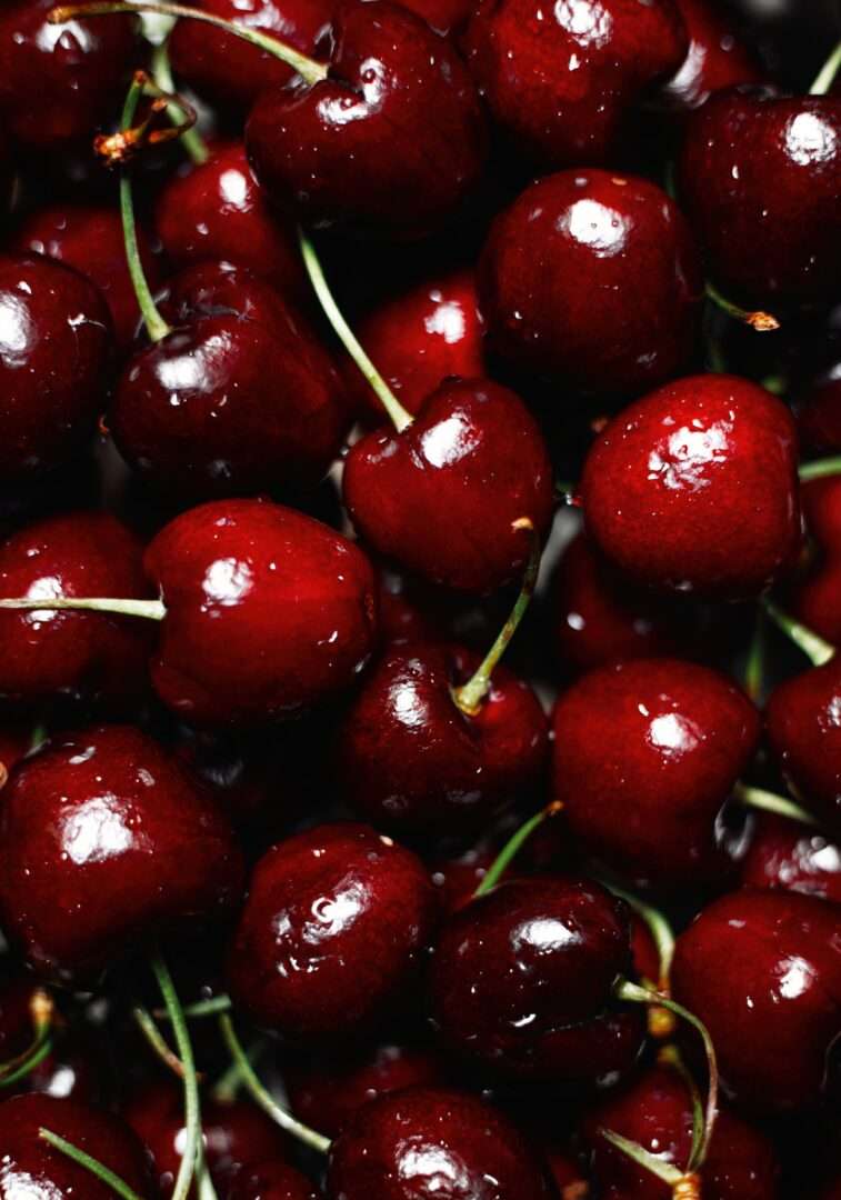 Dark red cherries