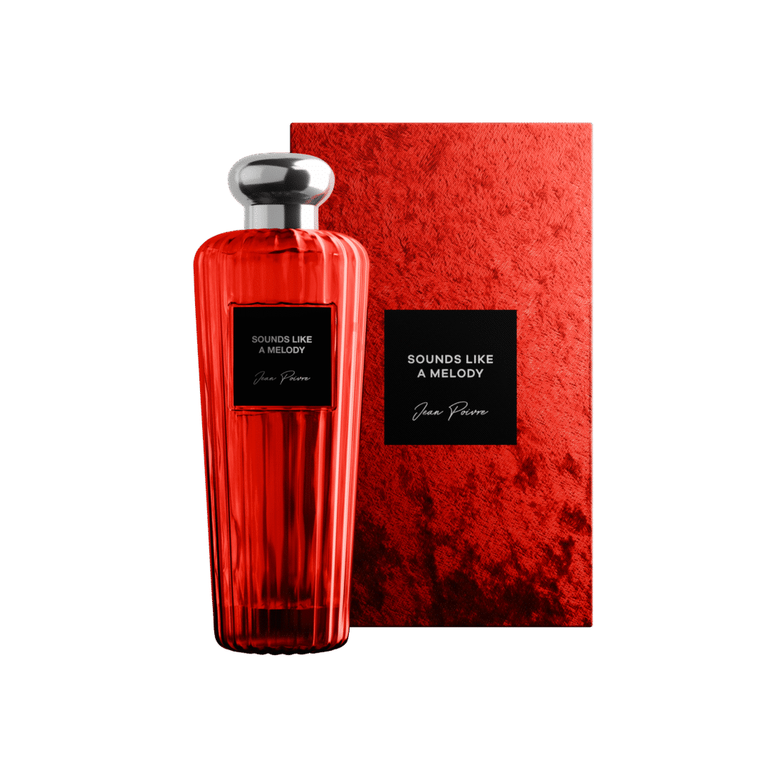 Jean Poivre Sounds like a Melody – roter Parfumflakon mit passender roter Box