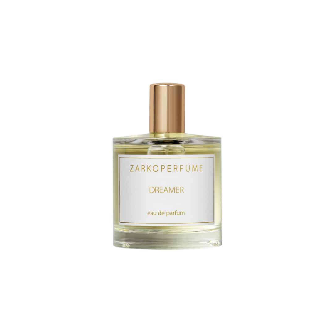 Flakon des Eau de Parfum Dreamer von Zarkoperfume – ein moderner, transparenter Duft mit Noten von Apfel, Kräutern und Ambroxan, inspiriert von Zarko Ahlmann Pavlovs Sohn Isak.