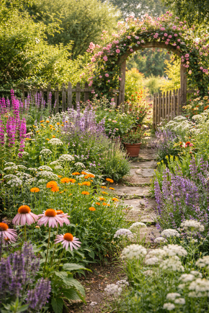 Üppig blühender Bauerngarten im Hochsommer mit bunten Stauden und sommerlicher Leichtigkeit – Jahresrückblick 2025 Juli & August