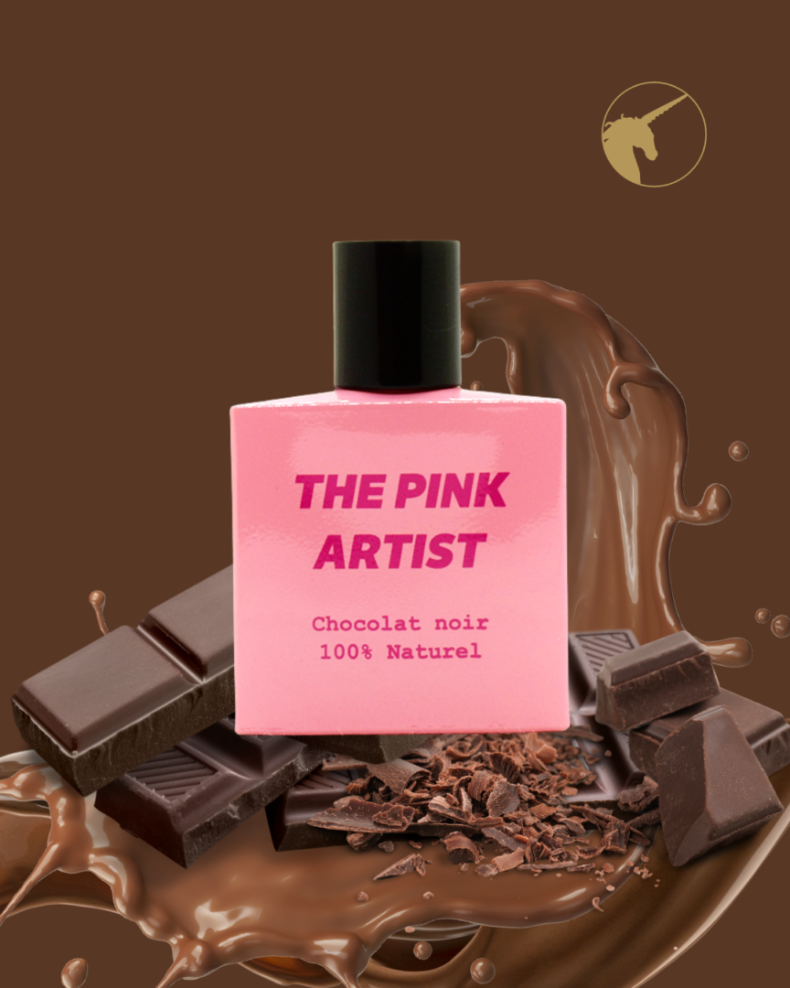 Chocolat Noir von The Pink Artist – Parfumflakon mit dunkler Schokolade und Kakaosplittern